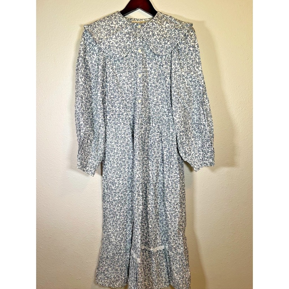 Floral Long Sleeve Midi Dress - Light Blue